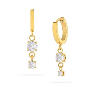 Pendientes Colgantes de Zirconia de Acero Inoxidable Coreano con Baño de Oro de 18K, Diseño Antideslustre, Venta al por Mayor para Mujer - Product Image 2