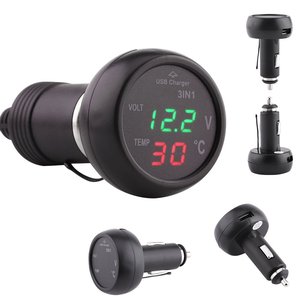Voltmètre de <span class=keywords><strong>voiture</strong></span> universel 3 en 1 triple fonction 12V 24V Auto LED Voltmètre numérique Jauge Celsius Temp Meter Chargeur USB - Product Image 5