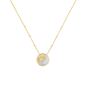 Gemnel Cubic Zirconia <span class=keywords><strong>Terra</strong></span> MEDALLION สร้อยคอท้องฟ้าสีเงินพระจันทร์เสี้ยวและสร้อยคอจี้ดวงอาทิตย์สีทอง - Product Image 2