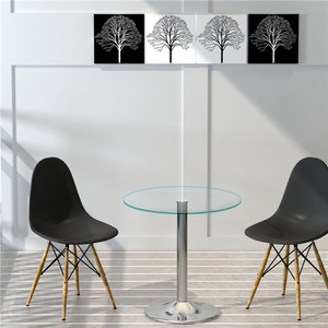 Table basse ronde moderne avec plateau en verre trempé, facile à nettoyer, pour salon, design sécurisé pour les enfants - Product Image 5