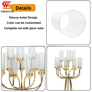 เชิงเทียนโลหะทรงสี่เหลี่ยมผืนผ้า12หัวเรียบสำหรับตกแต่งงานแต่งงาน - Product Image 2