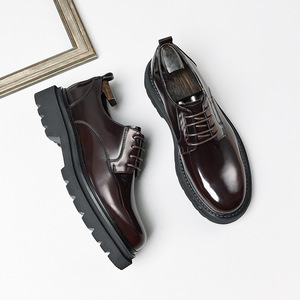 Nouveauté Automne : Chaussures Oxford Formelles en Cuir Véritable, Style Anglais à Bout Carré, Sculptées à la Main, Gaufrées, à Lacets, Respirantes et Antidérapantes - Product Image 4