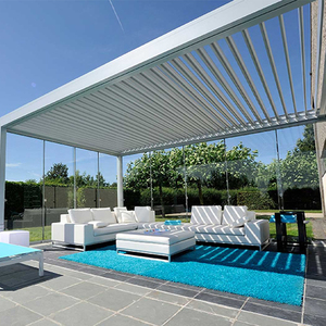 Bioclimatic Pergola Electric Retractable Louvered Roof with Zip Screen and Glass Wall Supply Hardtop LED <strong>Lights</strong> <strong>Gazebo</strong> <strong>for</strong> Patio - Product Image 1