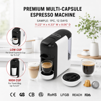 Machine à café à capsules compacte et mini, 0,65 L, réservoir d'eau amovible, multi-fonctions pour la maison, le dortoir, le bureau