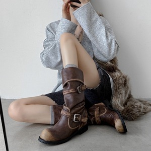 Botas de Nieve Modernas y Versátiles de Media Pantorrilla para Mujer, con Tacón Alto y Grueso, Forro de Piel, Cierre Deslizante, Otoño Invierno - Product Image 6