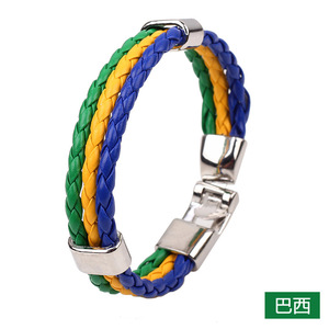 Pulsera de Cuero PU Trenzada Multicolor para Hombre, Accesorio de Apoyo para la Copa de Fútbol, Verano 2022, Fuente de Productos de Yiwu, Zhejiang - Product Image 4
