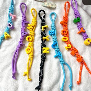 Personality DIY Woven Pendants Hanging Strap Customized Colorful 26 Letters Beads Lanyard