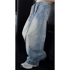 Jeans de Mezclilla Azules Vintage para Hombre, Corte Ancho, Estilo Casual - Product Image 2