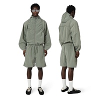 Ensemble de survêtement coupe-vent 2 pièces surdimensionné personnalisé pour homme, en nylon Ripstop 100% résistant à l'eau, veste et short
