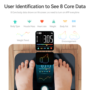 Balance de composition corporelle numérique colorée, analyseur intelligent de l'IMC Bluetooth, mesure du poids et de la graisse, alimentée par batterie, pour une utilisation en salle de bain, capacité maximale de 180 kg - Product Image 3