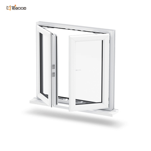 Ventanas abatibles con bisagras de marco de doble acristalamiento de PVC con diseño de parrilla a precio de fábrica para apartamento - Product Image 3