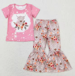Completo da bambina in 2 pezzi con stampa western, maglietta a maniche corte e pantaloni a zampa d'elefante - Product Image 4