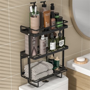 Estante de Baño Moderno para Montar en la Esquina, Sobre el Inodoro, Sin Perforaciones, para Uso en Hoteles, de Aleación de Zinc, para Tanque de Agua - Product Image 2