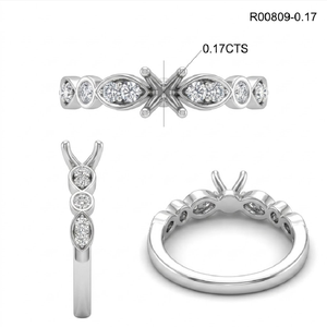 Semimontura de Oro Blanco de 18K de Primera Calidad con 4 Puntas para Ceremonia de Renovación de Votos con Tarjeta de Garantía de Calidad, Regalo Corporativo de Élite - Product Image 5