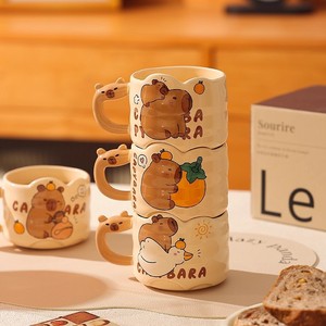 Cute Capybara Japanese Retro Ceramic <b>Mug</b> 300ml <b>Reusable</b> Coffee <b>Mug</b> for Girls & Couples Home & Office Daily Use - Product Image 2