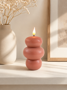 Bougie LED sans flamme à 3 couches, effet galets empilés, en cire de soja naturelle, avec flamme vacillante, lampe à flamme artificielle, bougie sculptée en pierre minimaliste - Product Image 2