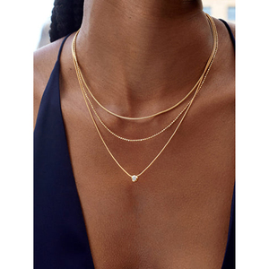 Collana a tre strati J&D Jewelry in acciaio inossidabile impermeabile anti-ossidazione con placcatura in oro PVD 18K, con perline a maglia semplice e catena a serpente - Product Image 5