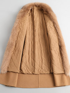 <span class=keywords><strong>Cappotto</strong></span> in Cashmere Double Face di Alta Gamma <span class=keywords><strong>con</strong></span> Collo in <span class=keywords><strong>Pelliccia</strong></span> di Volpe, Modello Lungo da <span class=keywords><strong>Donna</strong></span> <span class=keywords><strong>con</strong></span> Fodera <span class=keywords><strong>Interna</strong></span> in Seta - Product Image 6