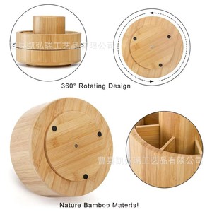 Caja de almacenamiento giratoria de bambú para papelería, artículos de papelería para estudiantes, caja de almacenamiento para bolígrafos de acuarela, caja de almacenamiento multiusos para brochas de maquillaje - Product Image 4