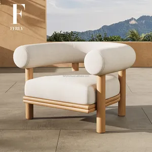 Ferly Smooth Original Design Premium Nordic Garden Furniture Outdoor Teak White Armchair For Garden