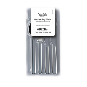 Ensemble de couverts You&Me Sky White en acier inoxydable 19 pièces, 6 services, compatible lave-vaisselle, écologique, finition miroir, ABS - Product Image 2