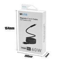 Cable de Carga Magnético Superorganizado Tipo C a Tipo C de 3 Pies y 60W con PD para iPhone 16 17 Pro Max