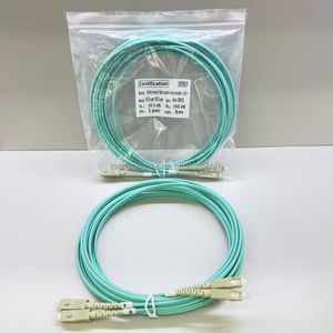 Cable de Fibra Óptica Dúplex OM3 SC a SC Nuevo, 5 Metros, 10G Multimodo Aqua LSZH, para Equipos de Fibra Óptica - Product Image 5
