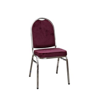 Chaise d'hôtel en acier inoxydable électroplaqué, revêtement en velours, empilable, usage intérieur MHJ-HS14 - Product Image 2