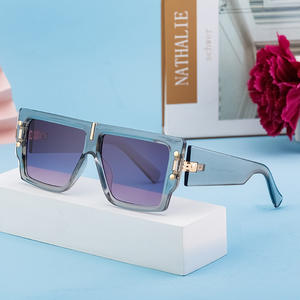 Lunettes de soleil unisexes à monture carrée, verres PC UV400, monture transparente grise et noire, LT-6083, lunettes de mode - Product Image 1