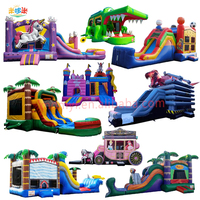Lilo Stitch dessin animé rose gonflable videur toboggan Combo château gonflable pour enfants avec souffleur d'air pour les jeux de fête en plein air jeu d'eau