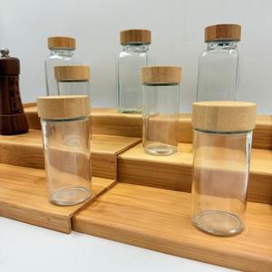 Bamboo Telescopic <b>Spice</b> <b>Rack</b> With Glass <b>Jars</b> Foldable Multi Function Kitchen Storage Organizer Desktop Tray <b>For</b> <b>Spices</b> - Product Image 1