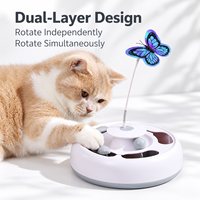 Jouet électrique 3-en-1 pour chat : Papillon interactif, souris cachée et balle roulante automatique