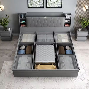 <span class=keywords><strong>Lit</strong></span> King Size avec cadre en bois, plateforme relevable hydraulique moderne, tiroirs <span class=keywords><strong>de</strong></span> rangement, tête <span class=keywords><strong>de</strong></span> <span class=keywords><strong>lit</strong></span> éclairée, écologique - Product Image 3