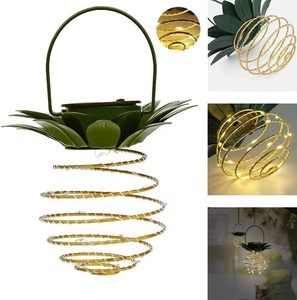 Impermeabile LED filo di ferro arte decorazione per la casa appesa all'aperto lanterna a forma di ananas luci solari da giardino