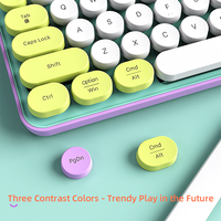 Keyboard Nirkabel Retro Tipe Mesin Ketik dengan Tombol Bulat 2.4GHz, Combo Keyboard dan Mouse Nirkabel Lucu untuk Komputer Desktop dan Laptop