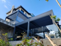 Gazebo en verre entièrement fermé, structure en aluminium thermolaqué antirouille, motorisé, écologique, pour jardin, villa, balcon