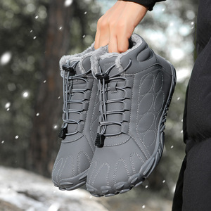 Zapatos de Halterofilia Retro para Caminar en Invierno, Antideslizantes, de Cinco Dedos, Forrados de Felpa, de Cuero Sintético - Product Image 4