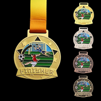 Médaille de sport personnalisée pour marathon, finition antique, alliage de zinc, moulage sous pression, plaqué or, impression numérique, gravure, logo 3D