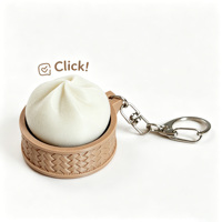 Porte-clés anti-stress 3D mignon en forme de Baozi, jouet sonore à interrupteur de clavier mécanique, breloque de sac en forme de boulette vapeur, cadeau