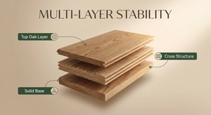 <span class=keywords><strong>Parquet</strong></span> en chêne ingénierie hydrofuge 12h, 12mm, multicouche, âme en bouleau russe, système de pose à clipser, chêne blanc, large planche - Product Image 3