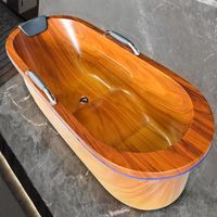Baignoire Spa Autoportante Moderne en Résine Acrylique Écologique à Surface Solide avec Fonction de Trempage et Vidange pour Appartements et Hôtels