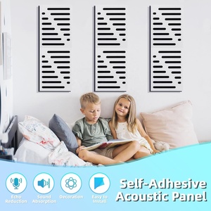 Panel acústico de espuma y poliéster autoadhesivo de doble capa con diseño de rayas de 16x12 pulgadas para reducción de eco y aislamiento acústico - Product Image 2