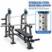 Machine de musculation professionnelle pour développé couché avec colonne de guidage en acier inoxydable et système de support d'haltères auto-nivelant