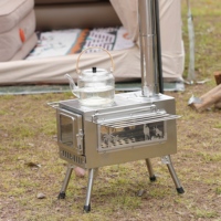Barbecue portable pliable moderne Luling en acier inoxydable avec design intégré pour le chauffage et la cuisson au bois dans le jardin et les pique-niques