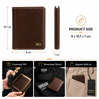Dompet Kartu Kulit Premium Coklat Vintage Langsung dari Pabrik Dengan Logo Emas Jahitan Klasik OEM ODM Kemasan Kustom Hadiah Bisnis