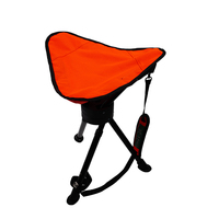 Tabouret en métal à trois pieds orange Chaise pliante rétractable portable à 360 degrés Portant avec caractéristiques en polyester pour la chasse