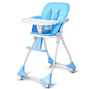 Chaise haute pour bébé de haute qualité pliable Portable hauteur réglable stockage en un clic chaise de salle à manger pour bébé avec roues - Product Image 1