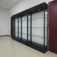 Vitrine d'exposition en verre trempé avec éclairage LED, porte verrouillable, pour magasin de détail