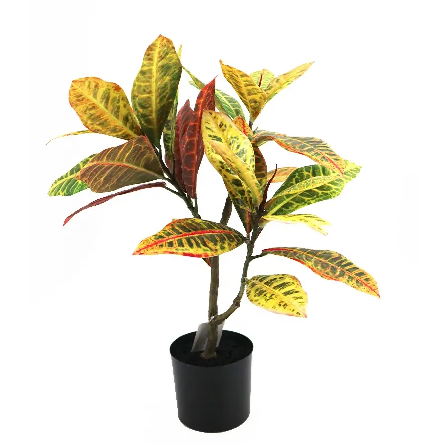 New product 55cm high artificial croton tree with plastic pot
