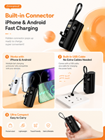 Chargeur portable HYTO Mini 5000mAh, batterie externe USB C pour téléphone portable, écran LCD, petit et mignon